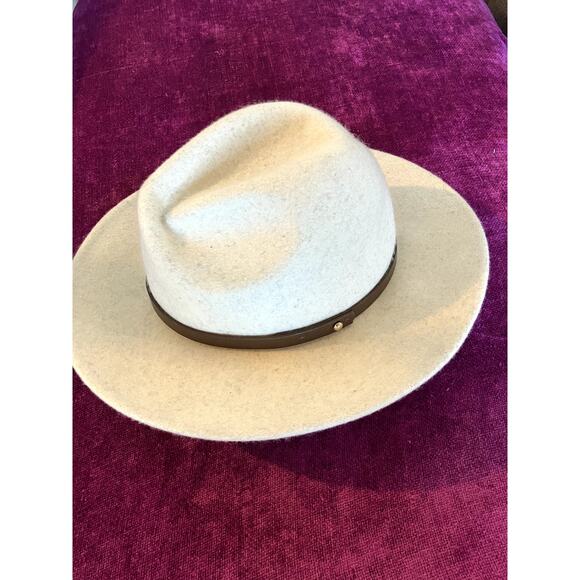 FREE PEOPLE Wythe Hat in French Vanilla Leather Band BOHO FESTIVAL - Picture 2 of 6